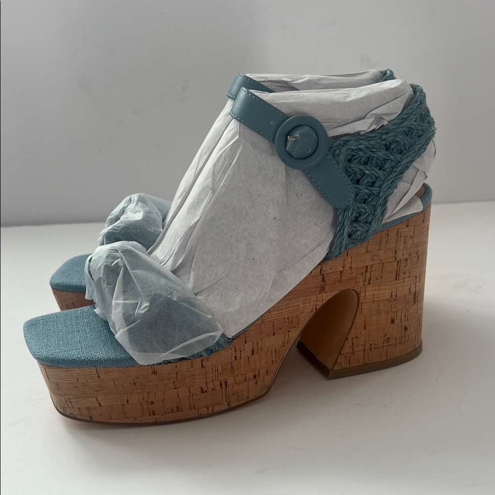 NWOT Nine West Comiele Wedge Sandals — Medium Blue • US 10 M ♣️